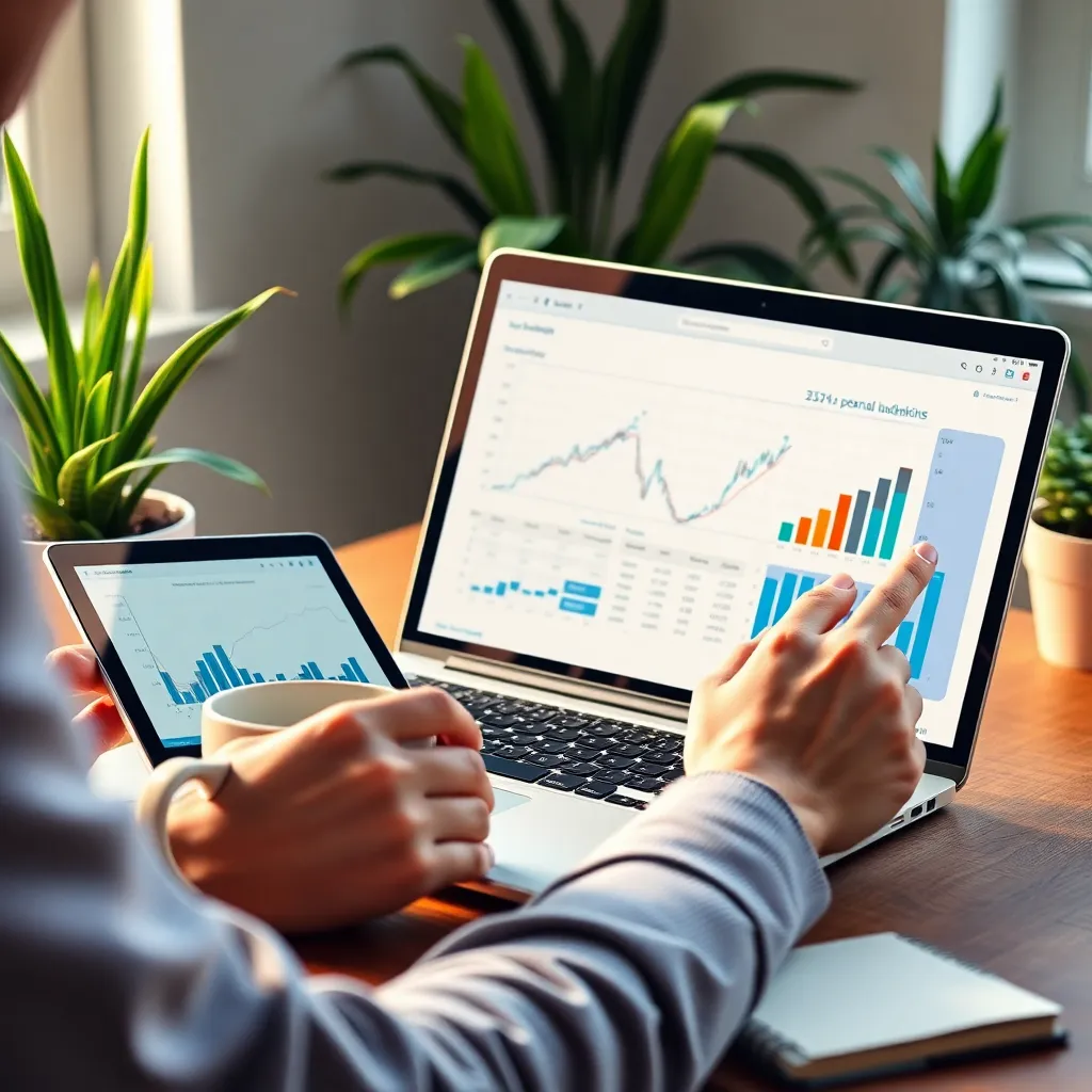 Osoba planująca budżet domowy przy biurku z kalkulatorem i notatkami