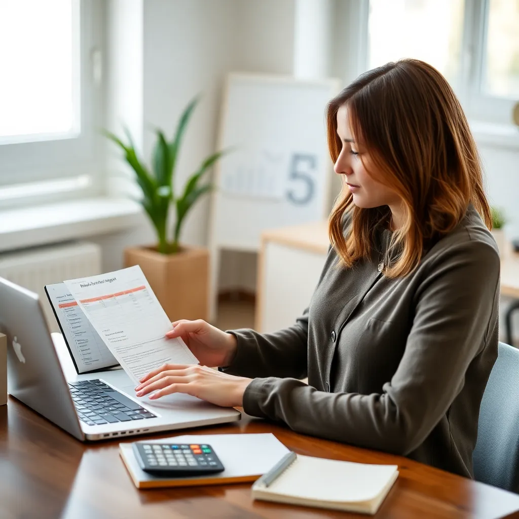 Nauka budżetu osobistego online - kobieta planująca finanse na laptopie